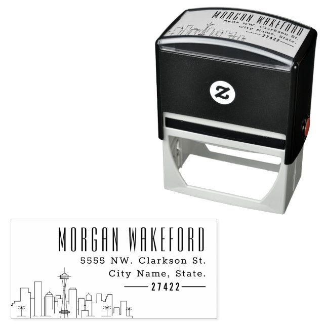 Seattle Resident | Modern Deco Skyline  Self-inking Stamp (In Situ)