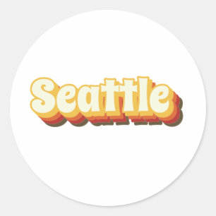 Seattle Retro Vintage Text Classic Round Sticker