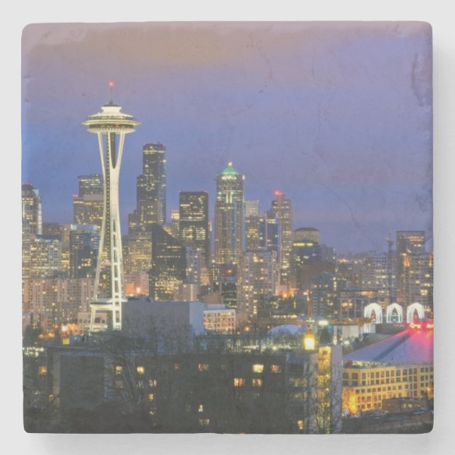 Seattle seen from Kerry Park in Queen Anne Stone Coaster (Front)