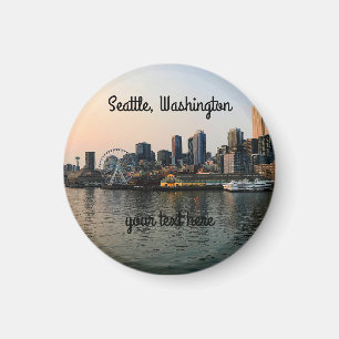 Seattle Skyline #5 Round Magnet