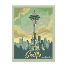 Seattle Skyline - A Vintage Travel