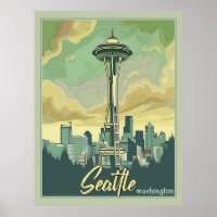 Seattle Skyline - A Vintage Travel