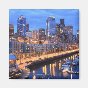 Seattle skyline and harbour, Washington State Magnet