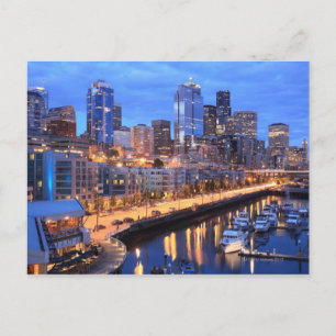 Seattle skyline and harbour, Washington State Postcard