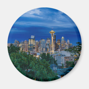 Seattle Skyline at Dusk Magnet