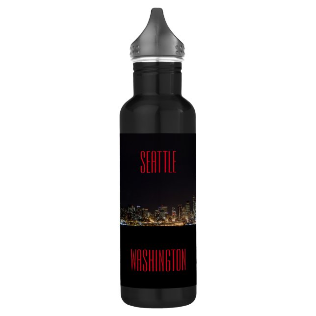 Seattle Skyline at Night 710 Ml Water Bottle (Left)