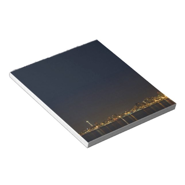 Seattle Skyline at Night Notepad (Angled)