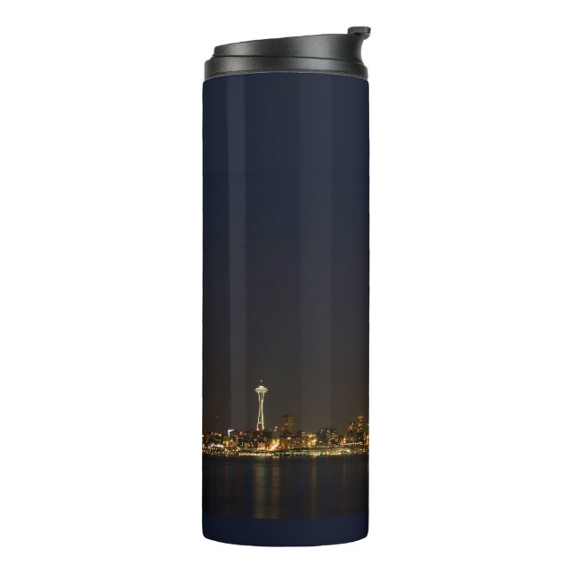 Seattle Skyline at Night Thermal Tumbler (Rotated Left)