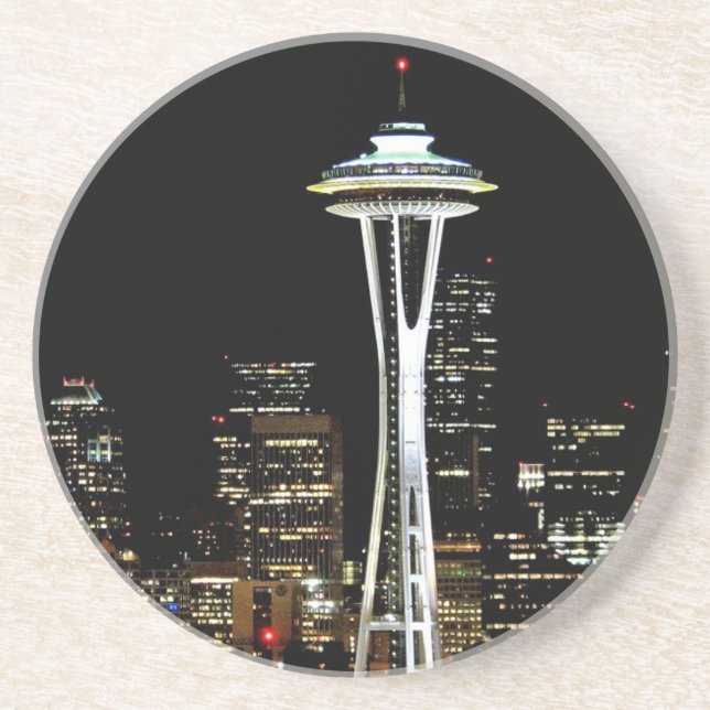 Seattle skyline at night, with Space Needle. Coaster (Front)