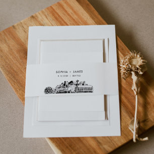 Seattle Skyline Belly Band, 2"x11.5" Invitation Belly Band