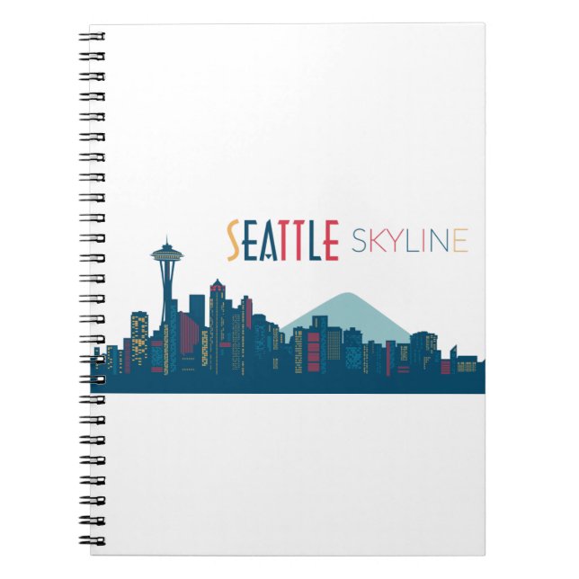 Seattle Skyline Blue Notebook (Front)