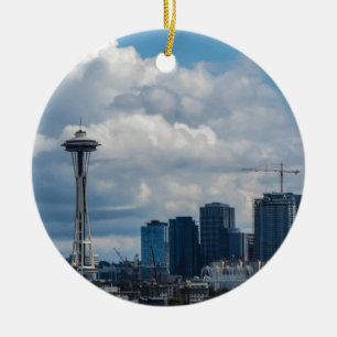 Seattle Skyline Ceramic Tree Decoration