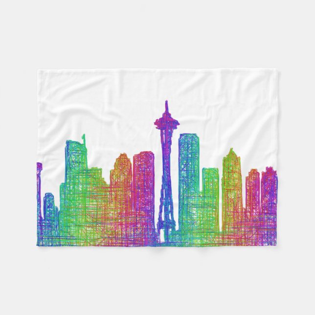 Seattle skyline fleece blanket (Front (Horizontal))