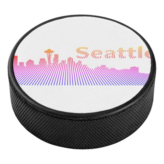 Seattle skyline graphic hockey puck (3/4)