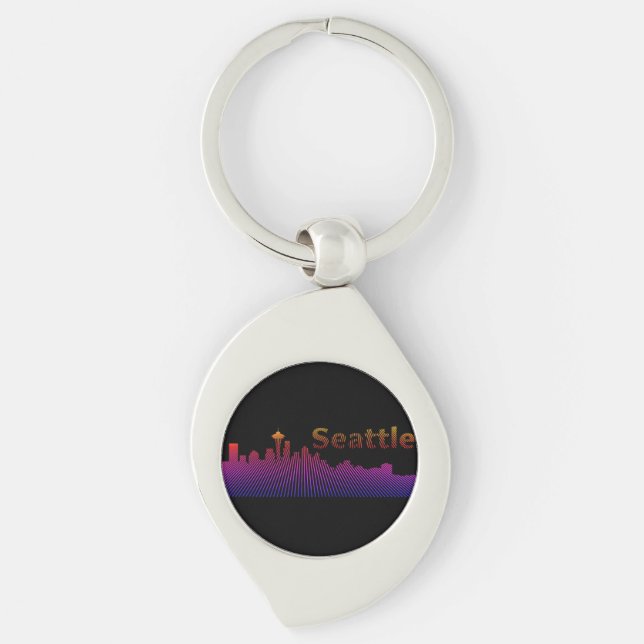 Seattle skyline graphic key ring (Front)