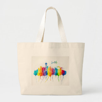 Seattle Skyline Jumbo Canvas Tote Bag