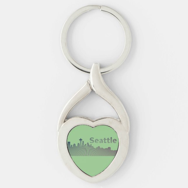 Seattle skyline line art key ring (Front)