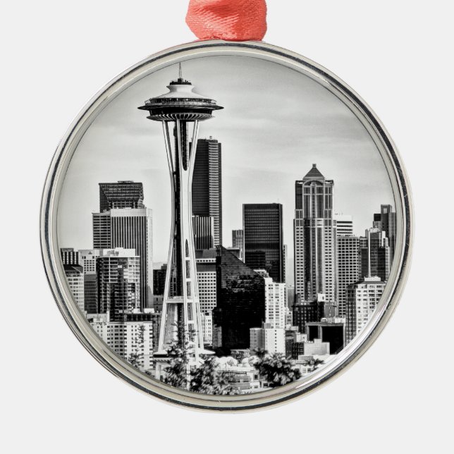 Seattle Skyline Metal Tree Decoration (Front)