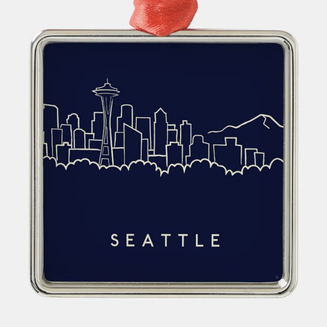 Seattle Skyline Metal Tree Decoration (Front)