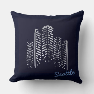 Seattle Skyline Polyester Pillow