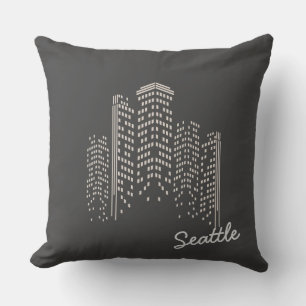 Seattle Skyline Polyester Pillow