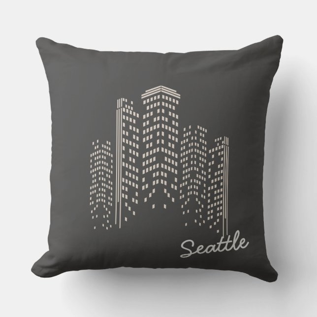 Seattle Skyline Polyester Pillow (Front)