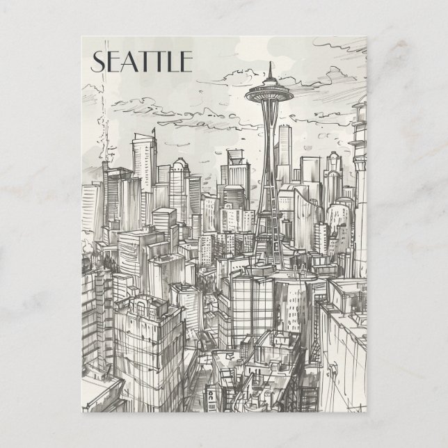 Seattle Skyline Postcard (Front)