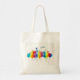 Seattle Skyline Regular Tote Bag - watercolor
