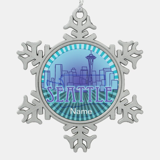 Seattle Skyline snowflake ornament (Front)