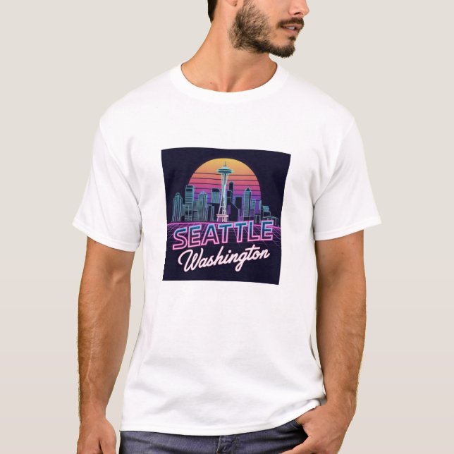 Seattle Skyline Souvenir T-Shirt (Front)