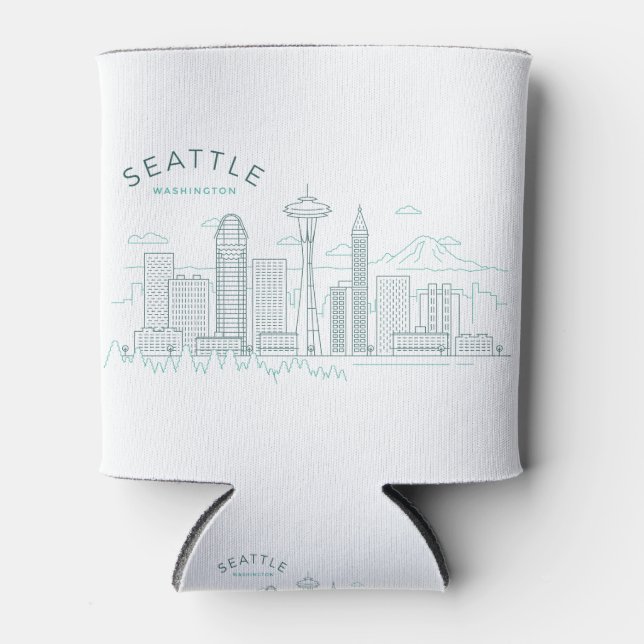 Seattle Skyline Stroke Can Cooler (Front)