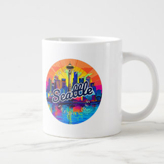 Seattle Skyline Stroke Large Coffee Mug