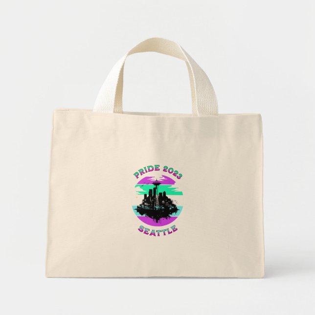 Seattle Skyline Stroke Mini Tote Bag (Front)