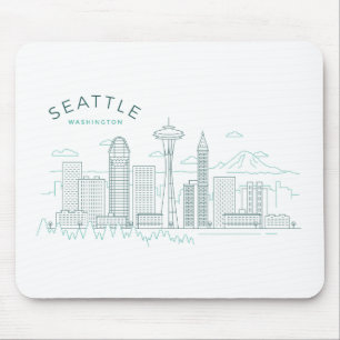 Seattle Skyline Stroke Mouse Mat