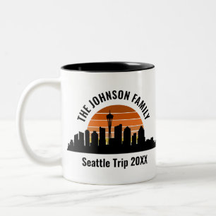 Seattle Skyline Sunset Custom Vacation Souvenir Two-Tone Coffee Mug