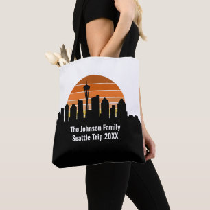 Seattle Skyline Sunset Trip Keepsake Personalised Tote Bag