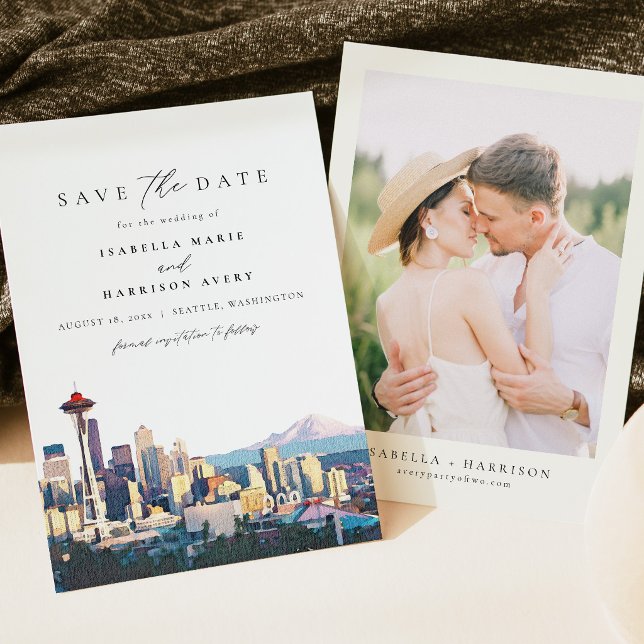 Seattle Skyline Travel Destination Save the Date Invitation (Creator Uploaded)