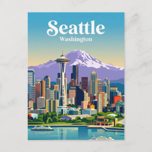 Seattle Skyline USA Postcard