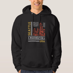 Seattle Skyline Vintage Seattle Washington Hoodie