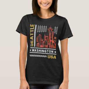 Seattle Skyline Vintage Seattle Washington T-Shirt