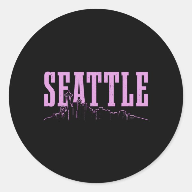 Seattle Skyline Washington Seattle Classic Round Sticker (Front)