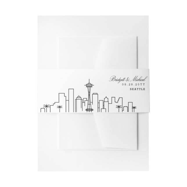 Seattle Skyline Wedding |  Invitation Belly Band (Front Example)