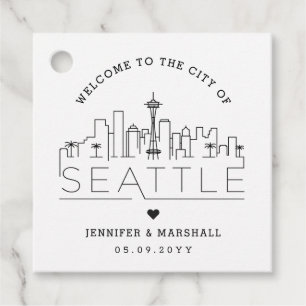 Seattle Skyline   Wedding Welcome Favour Tags