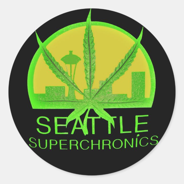 Seattle Superchronics (Black) Classic Round Sticker (Front)
