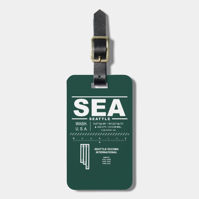 Seattle-Tacoma International Airport SEA Luggage Tag (Front Vertical)