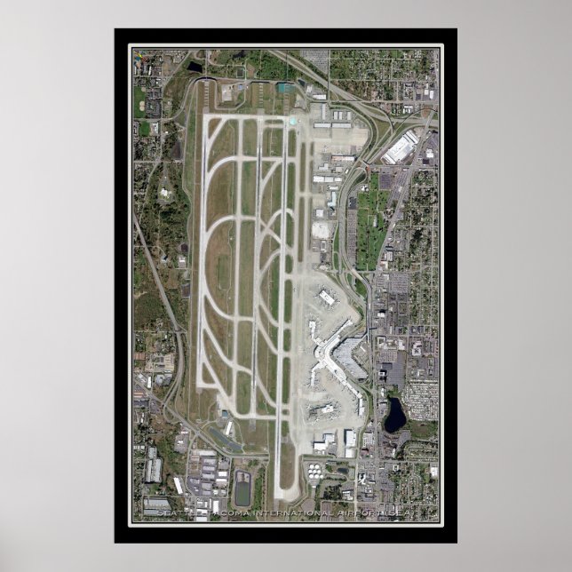 Seattle-Tacoma Intl Airport Satellite Poster Map (Front)