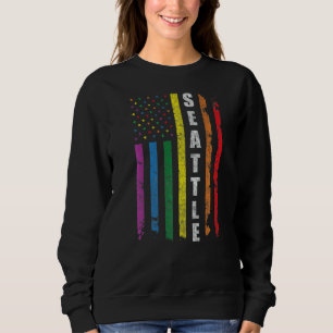Seattle Us American Flag Rainbow Gay Lgbt Pride Mo Sweatshirt