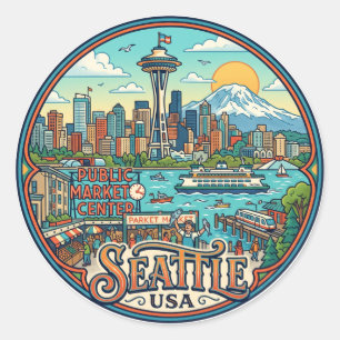 Seattle USA Classic Round Sticker