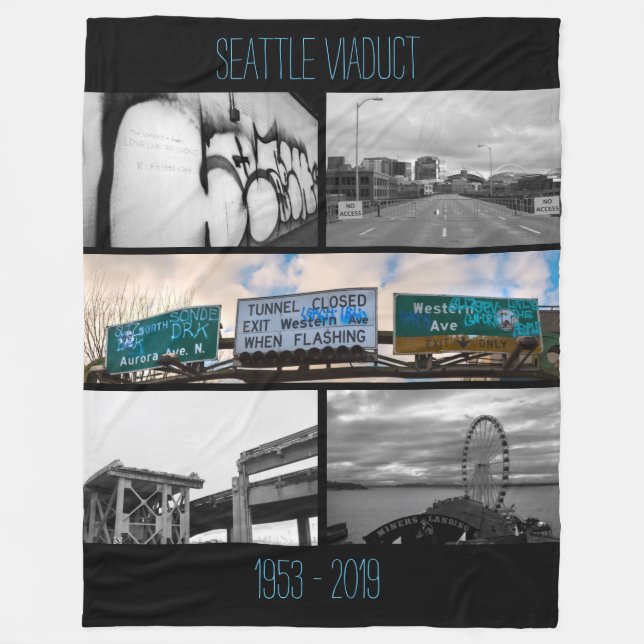 Seattle Viaduct Commerative Fleece Blanket (Front)