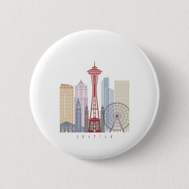 Seattle Vintage Poster 6 Cm Round Badge (Front)